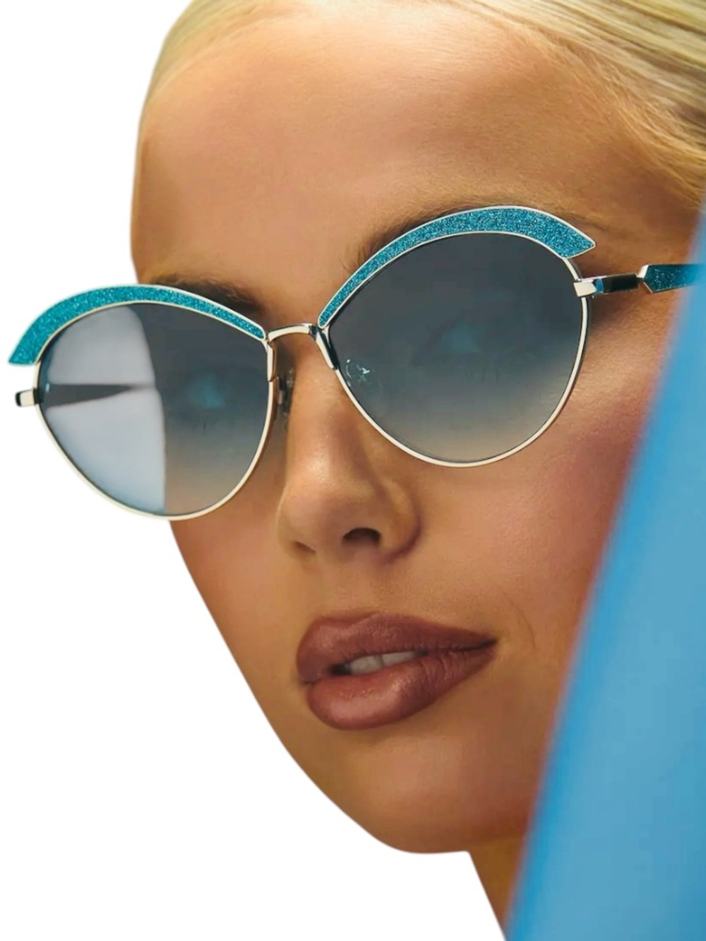 DIFF WEDNESDAY Bianca Sunglasses Glitter Teal Silver Frame Teal Silver Lens NWT